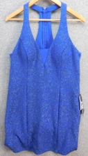 Jump Womens Blue V-Neck Soft Cup Glitter Racerback Cocktail Dress 13/14 NWT