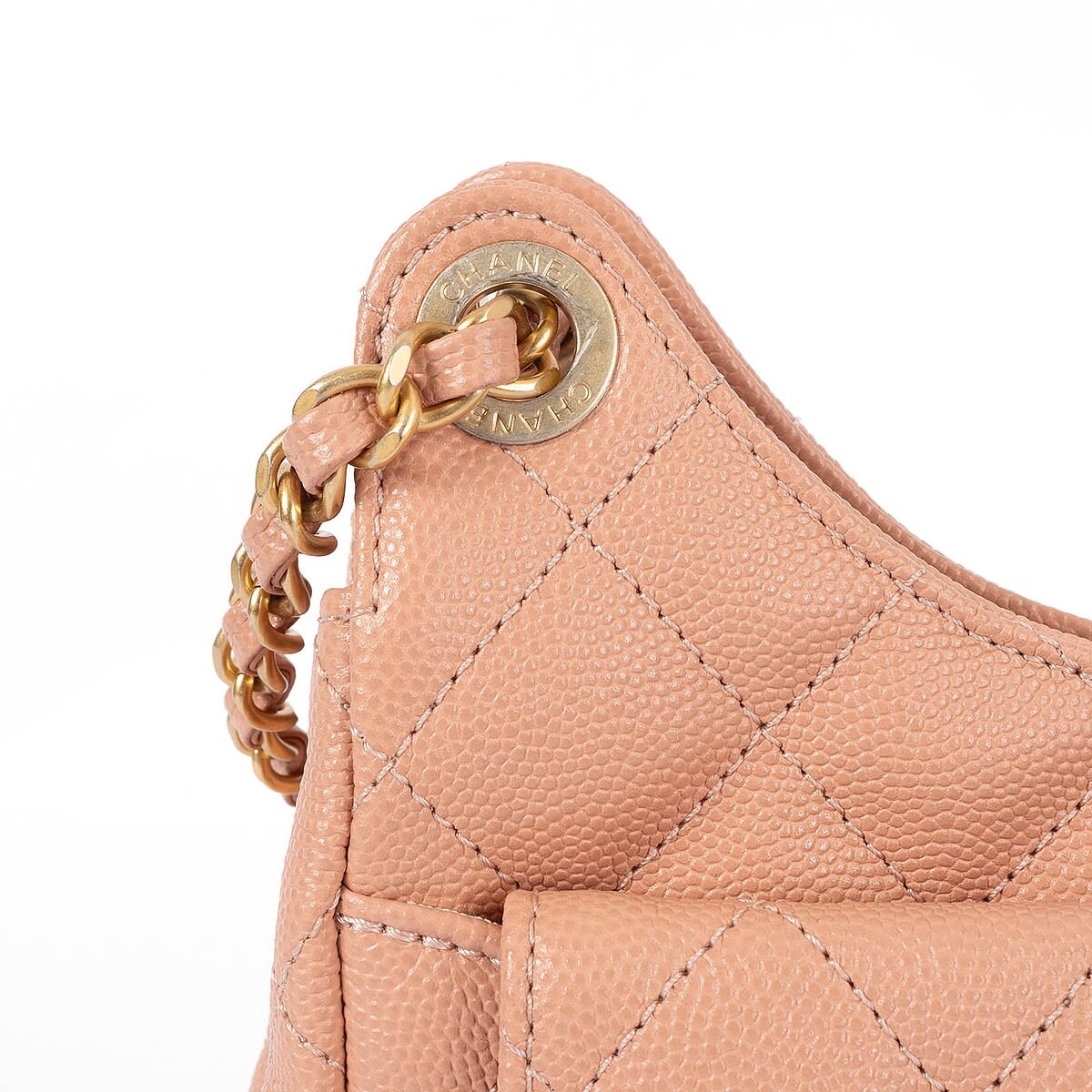 68639 auth CHANEL beige peach leather 2023 23P SMALL WAVY 68639 auth CHANEL beige peach leather 2023 23P SMALL WAVY