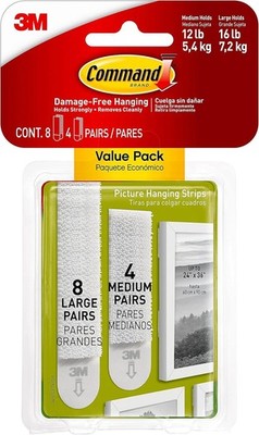 3M Command Strips Medium/Large Vorteilspackung beschädigungsfrei Bildaufhängung