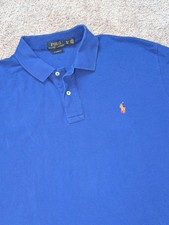Polo Ralph Lauren Shirt Mens XL Classic  Fit Blue Polo Short Sleeve Orange Pony