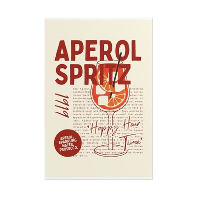 Aperol Spritz Cocktail Rolled Poster | Retro Bar Art