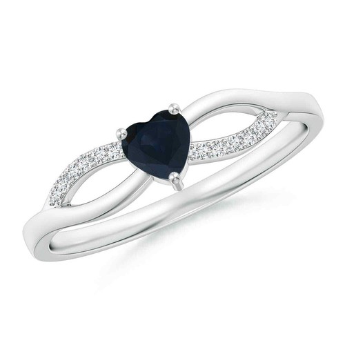 Blue Sapphire Stone Sterling Silver Solitaire with Accents New Ring Jewelry