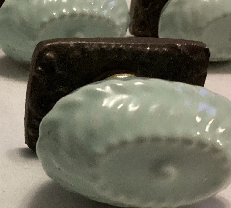 Vintage Oval Decorative Cabinet Knobs With Backplate Light Powder Blue