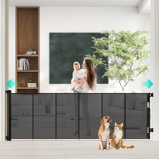 Retractable Baby Gate Extra Wide, 118  Wide x 41  Tall Mesh Dog Gates for Sta...