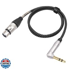 DETAME 3Feet Balanced 3Pin XLR Female to Right Angle 1/4 TRS Mixe