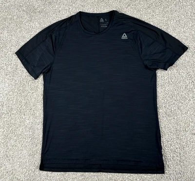 Reebok ActivChill  T Shirt Mens Large Black Vented Mesh Back Workout Gym Stretch - image 1 of 4