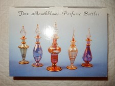 Egyptian Hand Blown Glass Perfume Bottles Set of 5 NIB