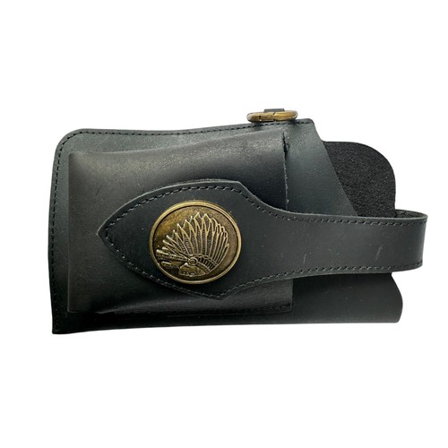 Étui en cuir pour téléphone portable tête d'indien fermeture à pression ceinture boucle pochette - Photo 3 sur 6