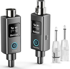 Wireless XLR Transmitter Receiver Mic Adapter 230ft UHF 30Ch w/ Bluetooth