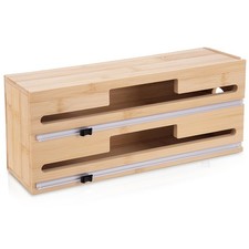 Folienspender Folienhalter Rollenhalter Holz doppelt 2in1 für Frischhaltefolie