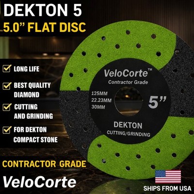 VeloCorte Dekton 5.0'' Flat Disc for Cutting and Grinding Dekton and Compact ston