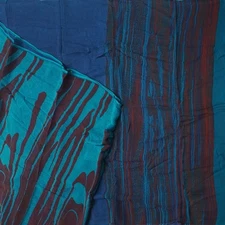 Namaste Vintage Blue Sarees 100% Pure Silk Chiffon Printed Sari 5YD Craft Fabric