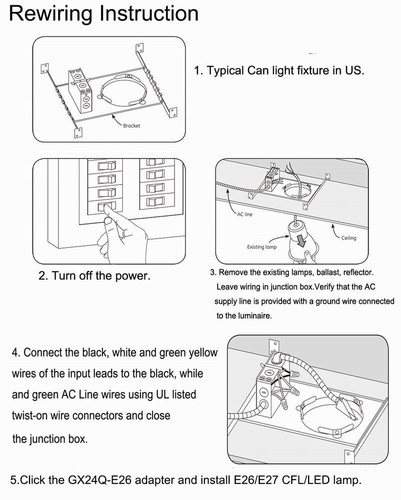 15-Pack 4P Gx24q to E26 Lamp Base Converter,15.5mm G24Q to E26/e27, Gx24q to ... - Picture 7 of 9