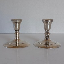 Vintage 950 Sterling Silver Candlesticks Pair Hammered Modernist Mid Century