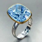 Vintage ring 26 ct Natural Blue Topaz Ring 925 Sterling Silver Size 7.5 /R464940