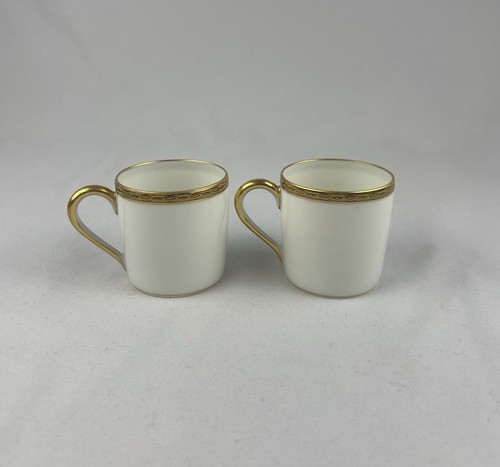 Lafarge Limoges France Porcelain Gold Gilded Demitasse Cups w/ Saucers Set of 2 - Picture 5 of 11