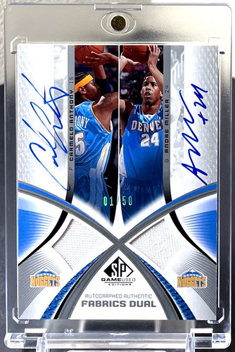 ( /50 ) Carmelo Anthony Andre Miller 2005-06 SP Game Used Fabrics Dual Auto HOF
