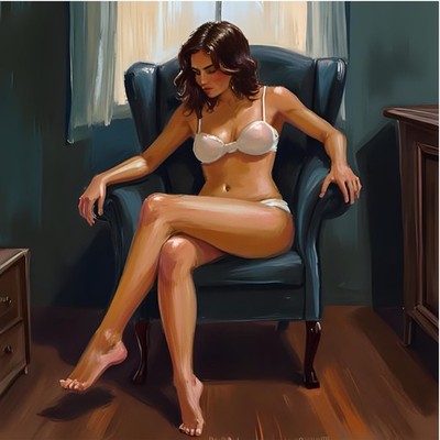 Akt Unterwäsche weiblich Malerei Gemälde Öl Bild Zeichnung Dame Frau Kunstdruck