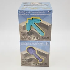 Minecraft Mini 2 box lot inc. 2 Figures Moldable Sand Axe & Shovel by Mattel New