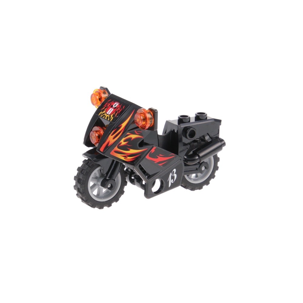 1X Lego Motorcycle City Black Flames 13 Chassis Headlight 52035C02PB07