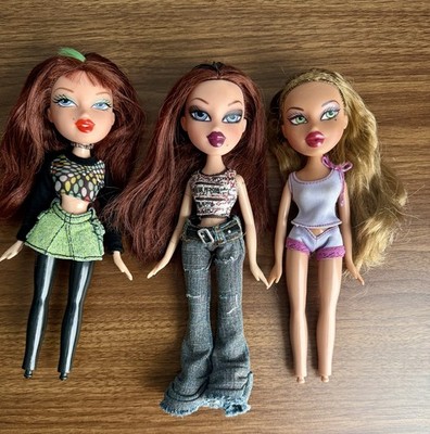 Bratz Fashion Dolls Treasures Roxxi, ICandy phoebe, Slumber Party Yasmin.No Feet