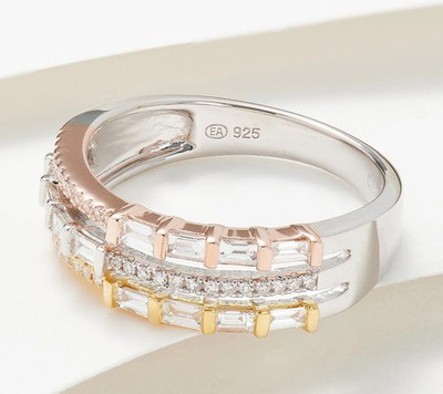 Affinity Diamanten dreifarbiger Ring, Sterling, Größe 5