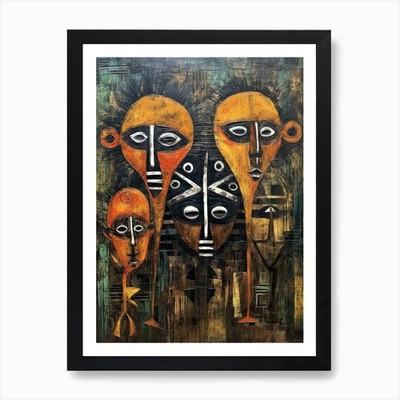Beyond Borders: African Tribal Mask gerahmtes Wandbild Poster Leinwanddruck Bild
