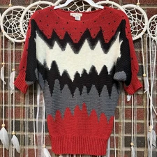 Vinatge 80s LILLIE RUBIN Sequin Angora Red Sweater Sz Small