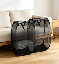 Laundry Bag Mesh Basket Foldable Mesh Popup Hamper Portable Lightweight Home- /