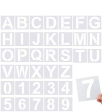 36 Pcs Reusable Large Alphabet Letter Stencils and Number Stencils for Painti...