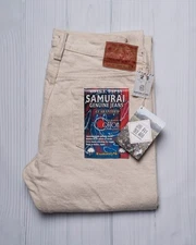 Samurai Cotton Project 18oz Ecru Selvedge Denim Slim Straight Jeans S710SC-KI 35
