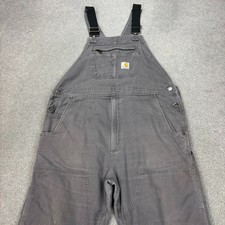 Carhartt Dungarees Adult 40x30 Grey Overalls Bib Duck Canvas Double Knee Mens 