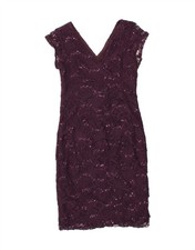 VINTAGE Womens Sleeveless Sheath Dress UK 6 XS Purple Nylon JQ04
