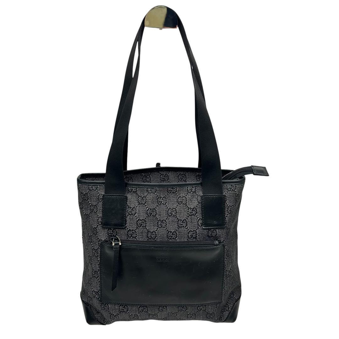 Gucci GG Canvas Leather Tote Bag Shoulder Bag Preowned Near Mint Condition  