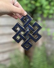 Wall Decor with Blue Gemstone for Home, Knot Boho design wooden decor 