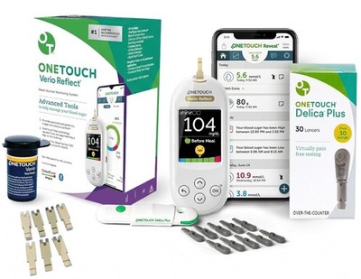 OneTouch Verio Reflect Test Kit W/Blood Glucose Meter 30 Test STRIPS 30 Lancets