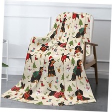 Cute Christmas Dogs Throw Blanket - Warm Flannel Fleece Travel 60"x50" Yellow2