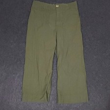 Anthropologie Maeve The Colette Pants Women 34 Green Wide Leg Cropped Hihg Rise