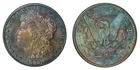 1880-S NGC MS64 MORGAN $ DARK MULTICOLOR BRIGHT RAINBOW TONING (VIDEO}
