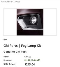 Fog Light Kit-front Foglamp Kit Chevy Oem Accessories 84339053 Fog Light Kit-front Foglamp Kit Chevy Oem Accessories 84339053