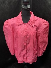 Vintage 1980s Pink Nylon Puffed Sleeve Windbreaker Jacket - Retro 80s Bomber