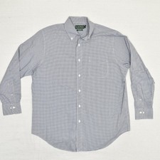 Lauren Ralph Lauren Men's Button Shirt Plaid Cotton Blue Size 16 32/33 Non Iron