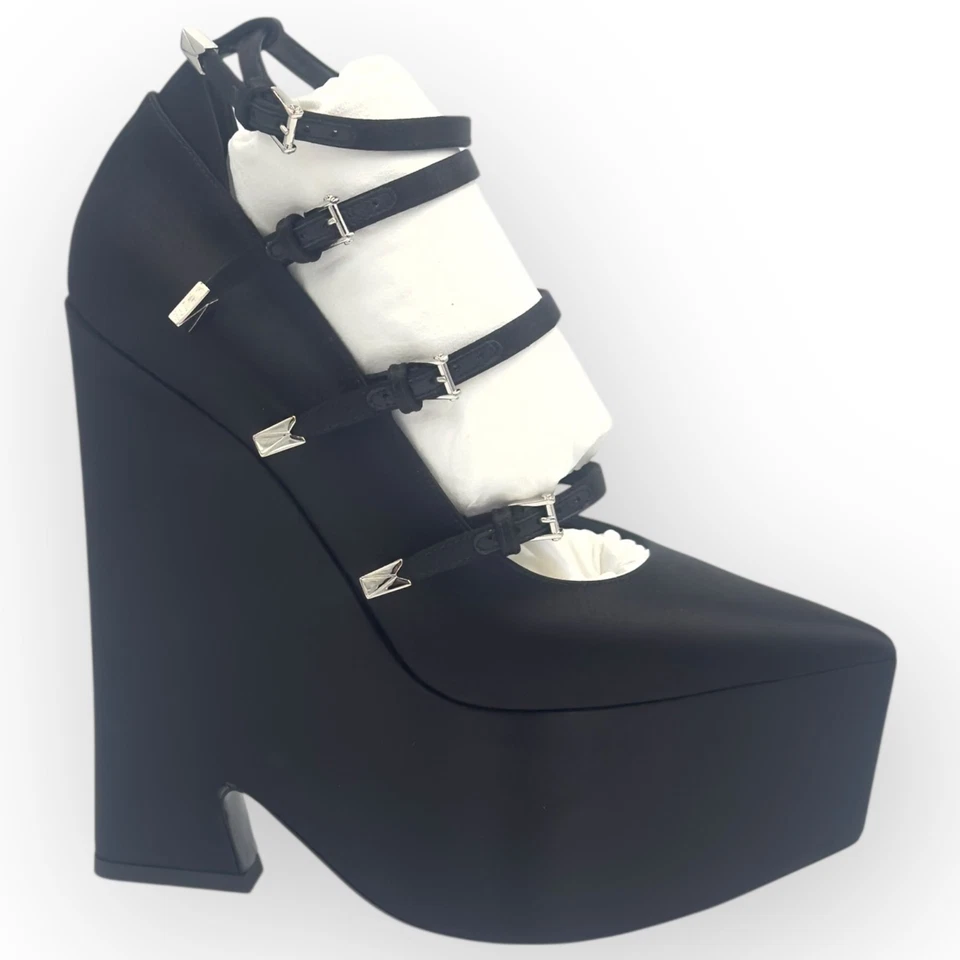 范思哲 Tempest 170 毫米缎面平台泵全新黑色缎面 — 第 2/4 张图片