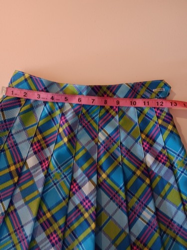 vintage american apparel Xs Mini Skirt Blue Plaid Pleated - Picture 5 of 15