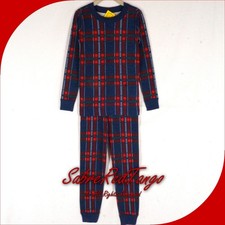 NWT HANNA ANDERSSON ORGANIC LONG JOHNS PAJAMAS NAVY PLAID PRINT 110 5