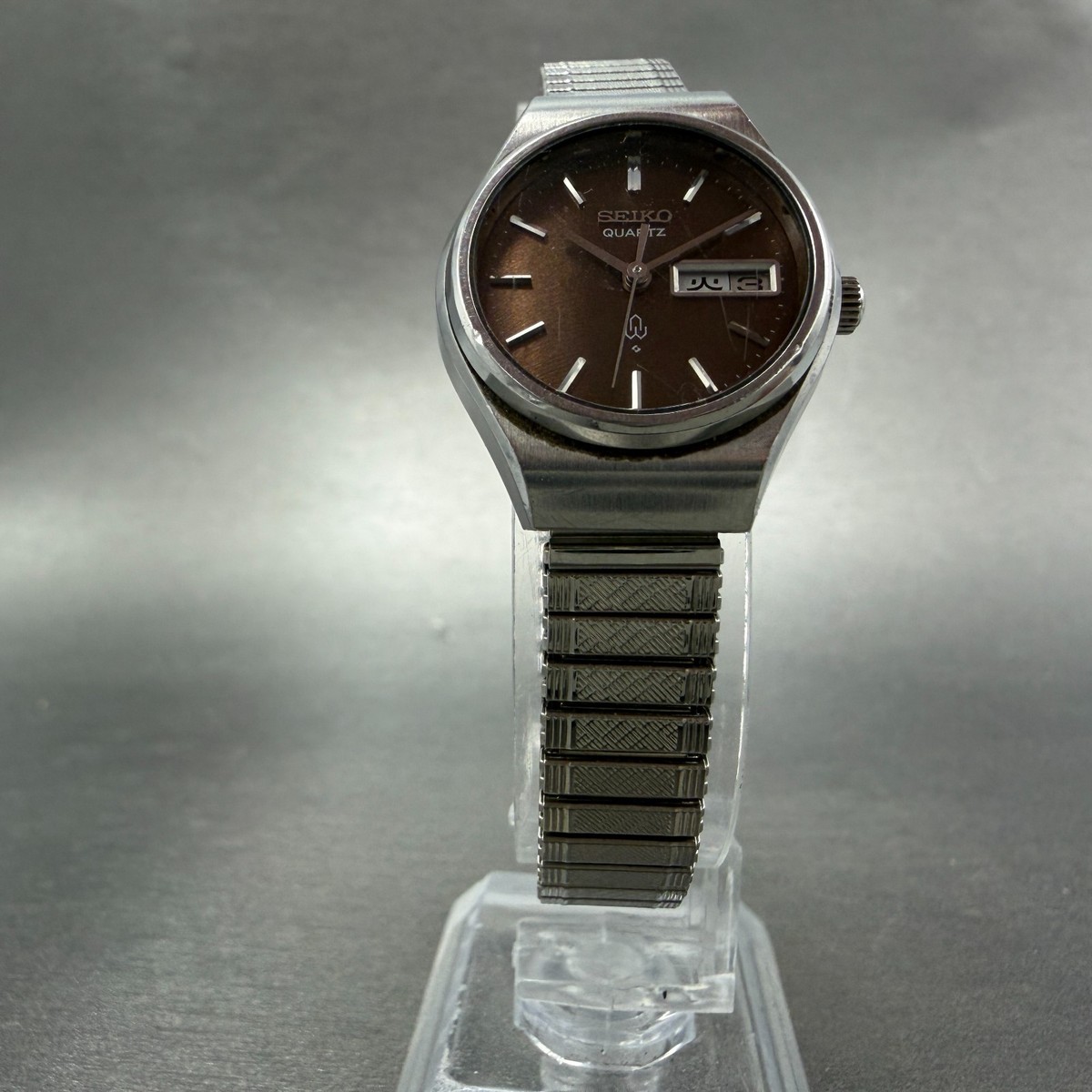 Seiko Watch Women 24mm Brown Dial Silver Tone Daydate 7903-0020