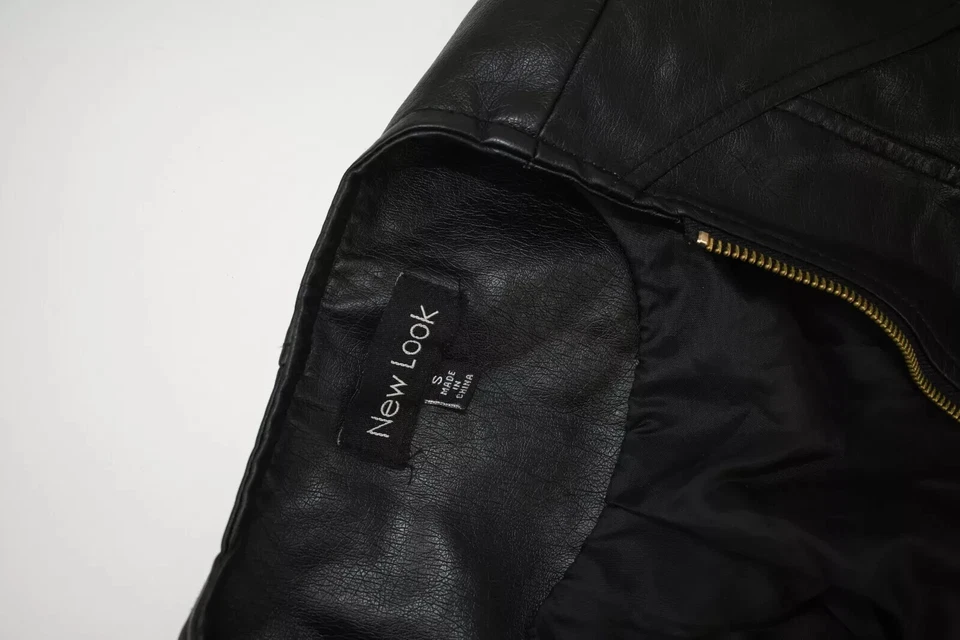 New Look Womens Black Faux Leather Moto Jacket Size S - Image 4 of 4