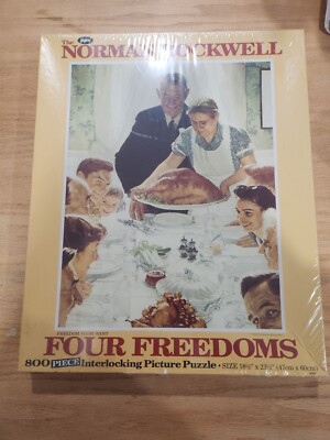800 Piece Puzzle Norman Rockwell FOUR FREEDOMS Thanksgiving 18.5'' x 23.5'' Sealed