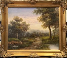 C. "Bill" Freeman (American), VTG Mid-20th C O/C "River Landscape", Signed!