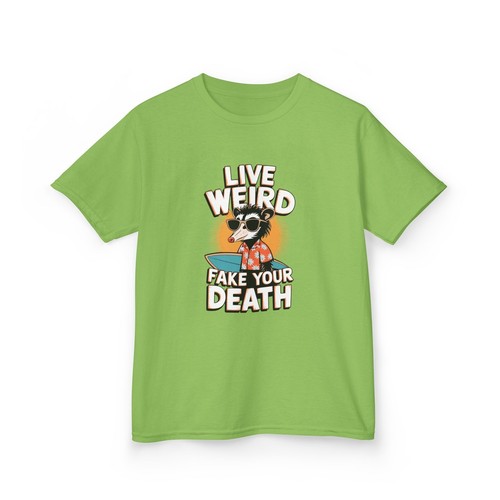 Kids Heavy Cotton™ Tee – Live Weird Fake Your Death, Fun T-Shirt for Kids, - Picture 44 of 85